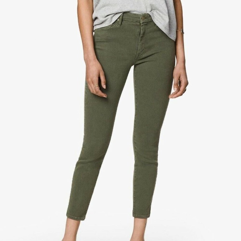 MOTHER Dark Olive High-Waisted Looker Ankle Jeans